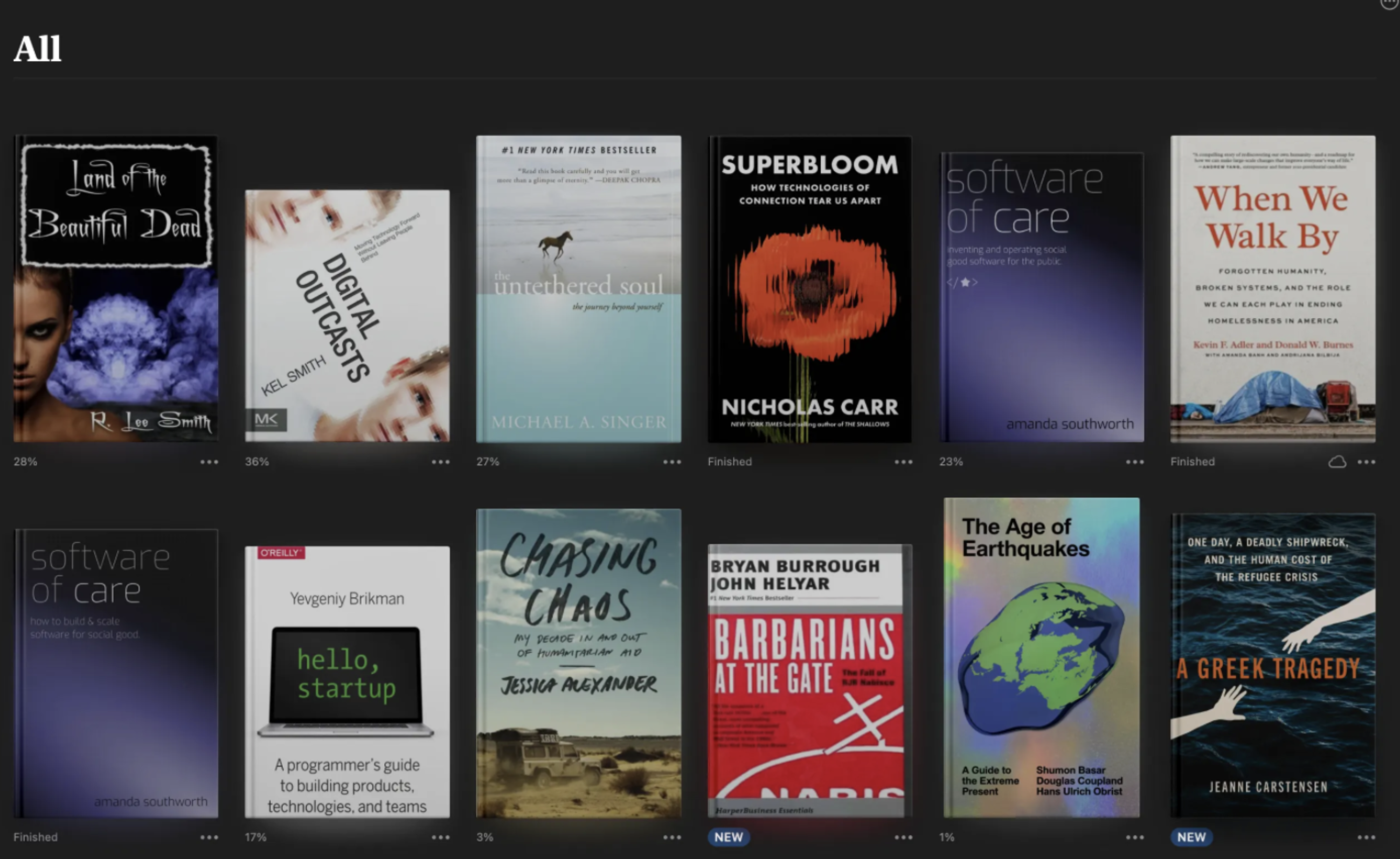 Screenshot of my books app, showing 2 separate versions of my draft.